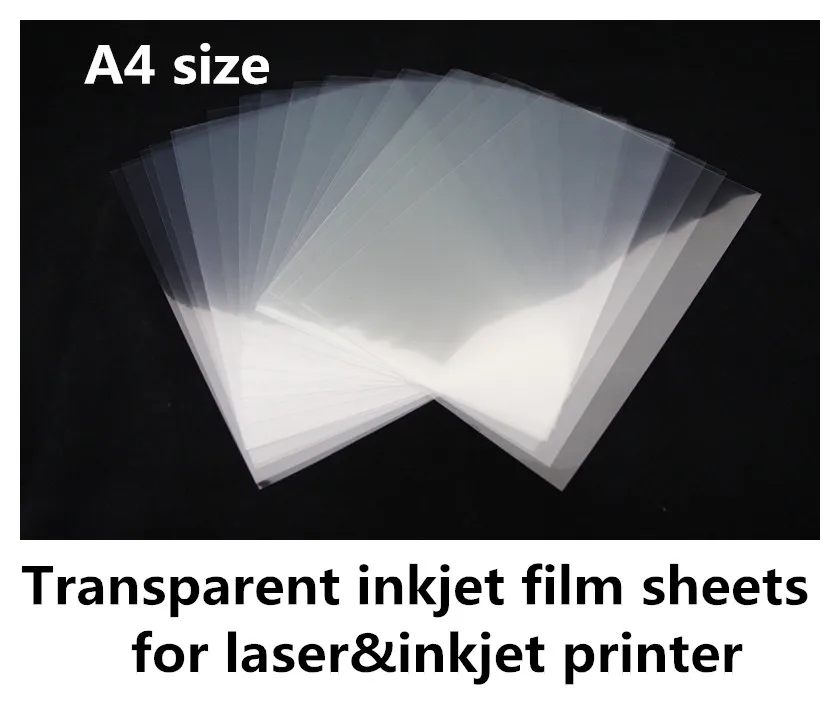 

A4 size 100% transparent film sheets for inkjet & laser printer
