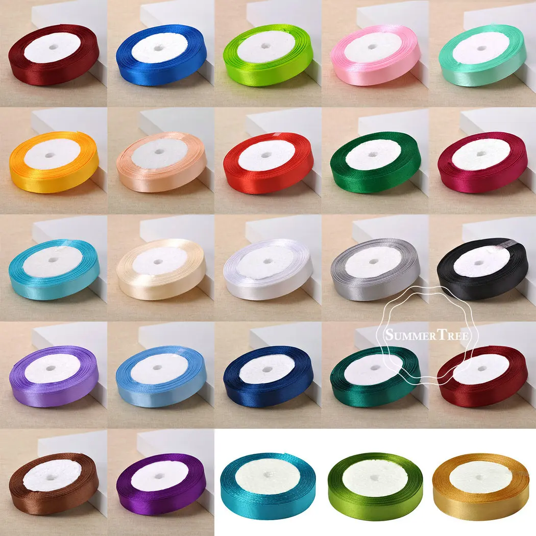 

25yards 5/8inch 15mm Satin Ribbon Sash Gift Bow DIY Craft Wedding Party Supplies Handmade Event Anniversary Banquet Decoration