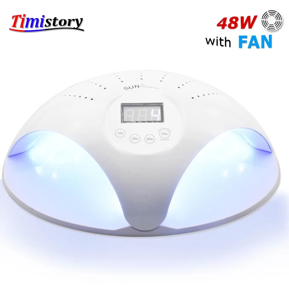 

48W UV LED Nail Lamp For Manicure With Fan 24 Pcs Led Beads Nail Dryer For Curing Nail Gel Polish Nail Tools Two Hand Lamp