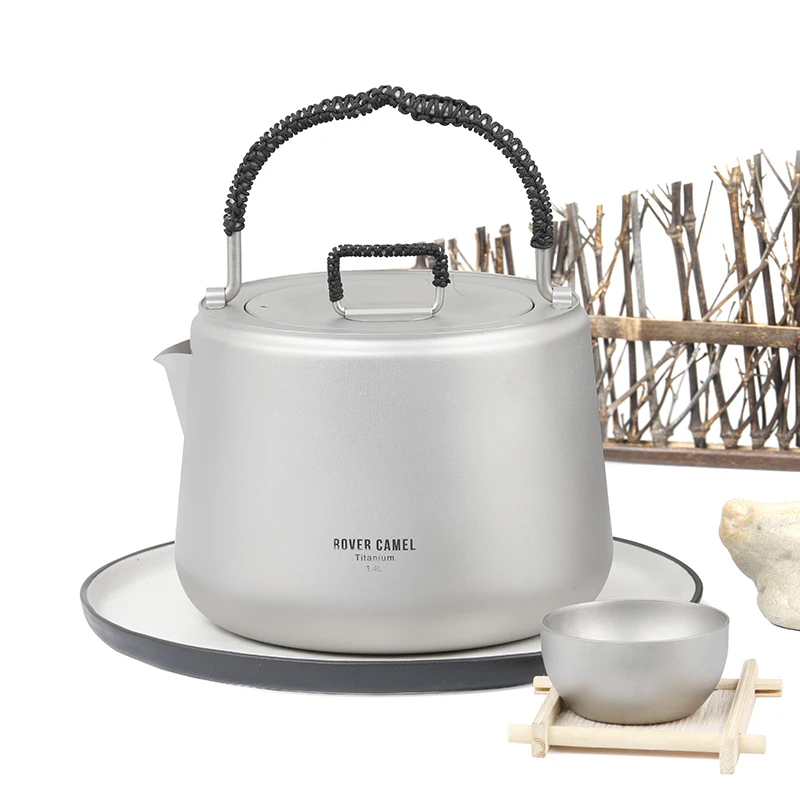 

Tiartisan Cookware Water Kettle pure titanium Portable Coffee Pot Water Kettle Teapot with Mesh Bag For Travel Camping