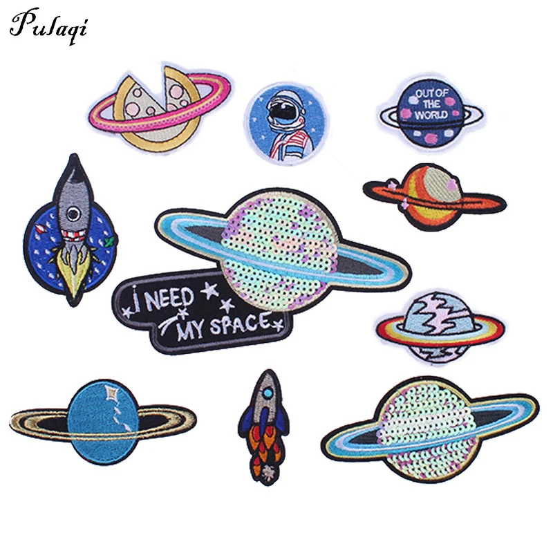 

Pulaqi Embroidery Patches Outer Space Planet Pattern Sew On Patches Iron On Patches For Clothes Badges Sticker For Jeans D
