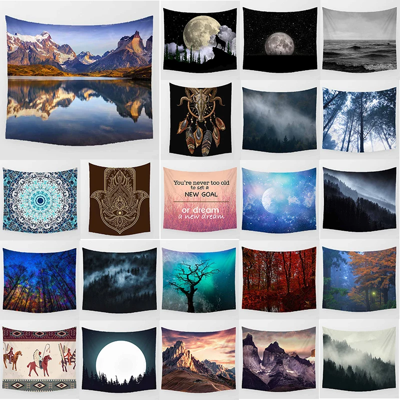 

Unicorn tapestry lake mountain wall hanging tapestry home decoration large rectangle bedroom wall tapestry