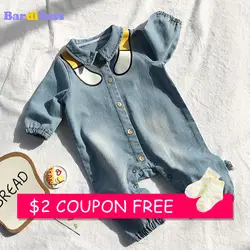 Bardibess для маленьких девочек Одежда для новорожденных джинсовые детские комбинезон с длинными рукавами мультфильм Комбинезоны для детей