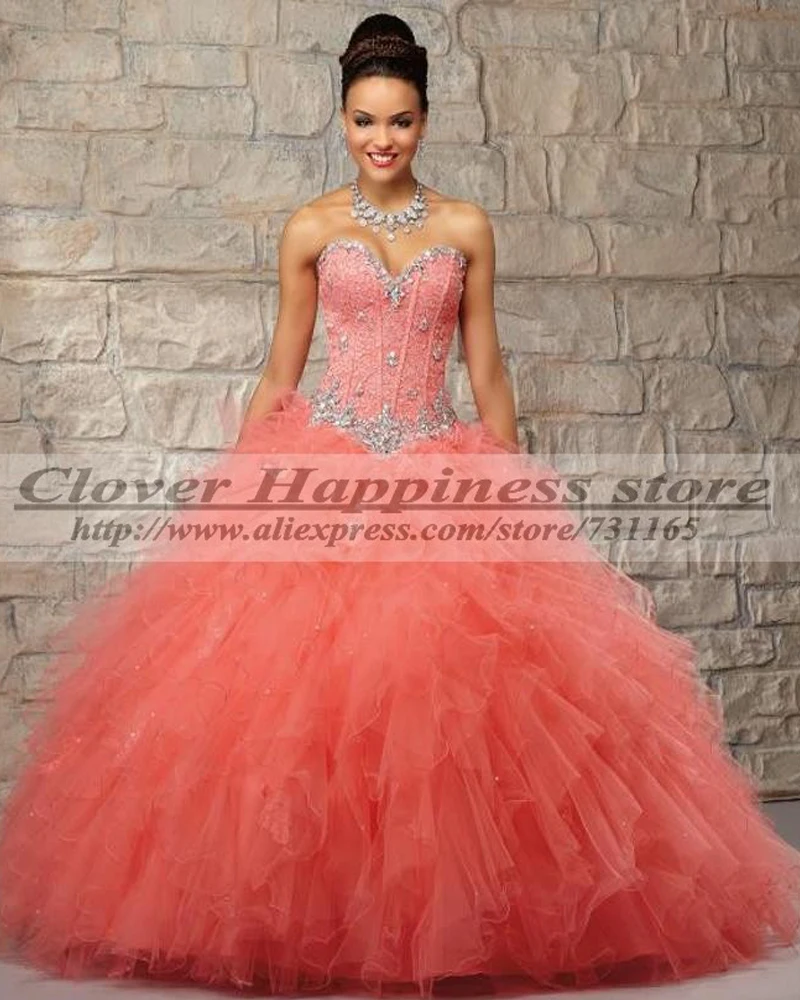Vestidos de 15 Anos Coral Quinceanera Dresses Sweet 16 Dresses