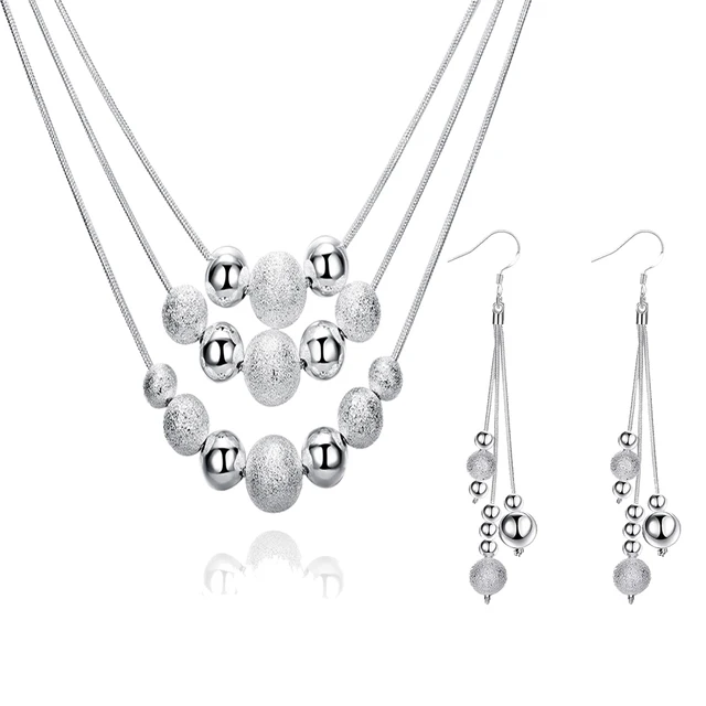 Hot Sale Silver Jewerly Set,Cheap Bridal Party Sets,Three Line Multi ...