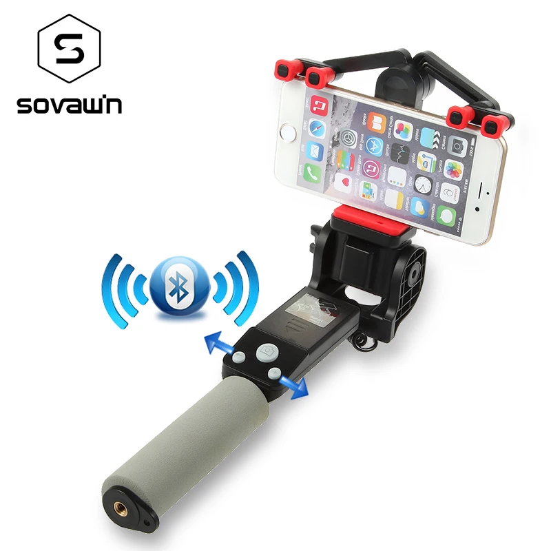 Sovawin умная Беспроводная Bluetooth селфи-палка, Электрический раздвижной монопод с поворотом на 360 градусов, универсальный для смартфона - Цвет: Black