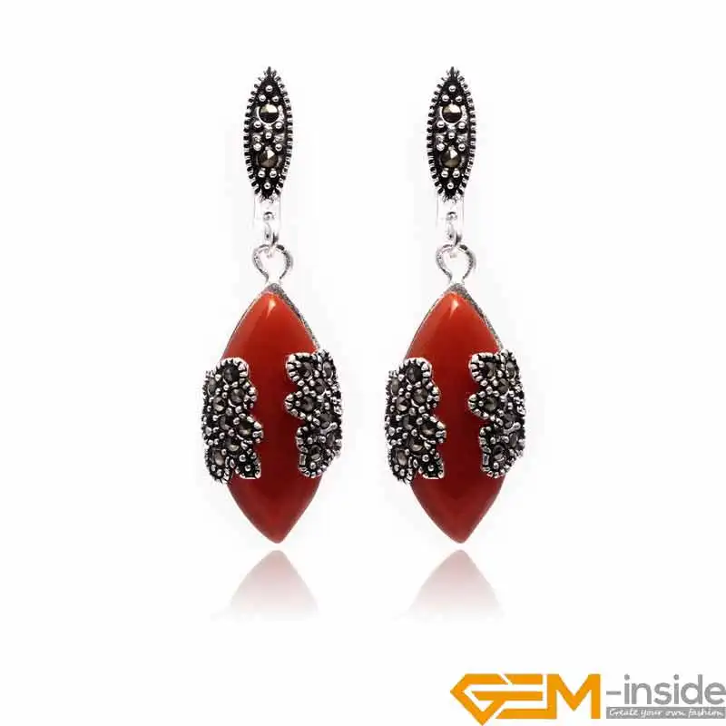 Un par de Plata Tibetana Árbol de la vida temática Cristal Rojo Pendientes De Clip Nueva.