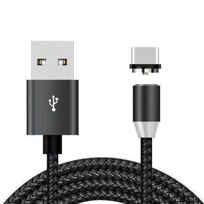 1 м светодиодный магнитный кабель для быстрой зарядки для iPhone XR XS MAX SAMSUNG XIAOMI Micro usb type-C Магнитный USB кабель для зарядки телефона - Тип штекера: Black