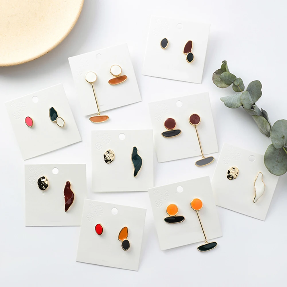 Women Vintage Irregular Earrings Geometric Asymmetric Oval Round Stud Gift Stone New Style Harajuke Jewelry | Украшения и
