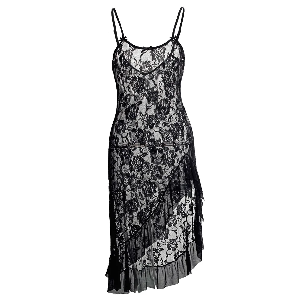 

2018 New Hot Plus Size 6XL Temptation Long Nightie Dress For Lady Sexy Lingerie Rose Lace Nightgown & Sleepwear Sexy Costumes