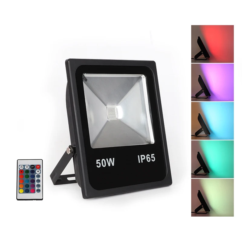 

JLAPRIRA 10W/30W/50W RGB LED Flood Light 16 Colors Waterproof LED Floodlight Outdoor Spotlight Flashlight with Remote Party