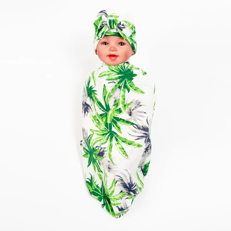 Newborn Swaddle Blanket Headwrap Hospital Swaddled Set ...