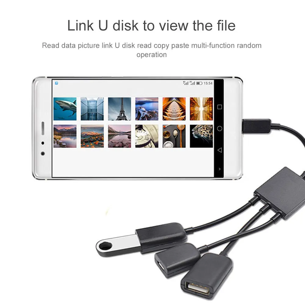 Kobwa Micro USB к 2 портовому 0 с 1 портовым микро зарядным концентратором OTG адаптер