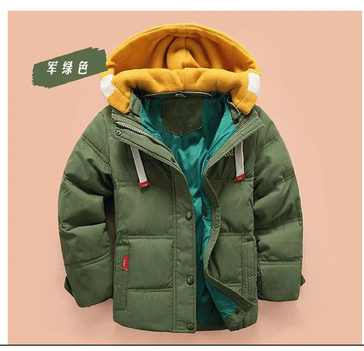 children Down& Parkas 6-15 T winter kids outerwear boys casual warm hooded jacket for boys solid boys warm coats