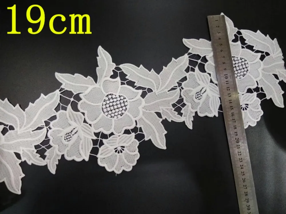 

19 см молочное волокно Цветочная вышивка кружевная отделка, XY-171026C