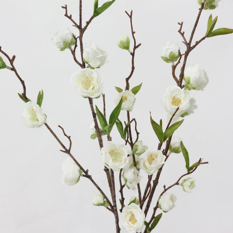 JAROWN Artificial Flowers For Plum Blossom Fake Leaves Table Arrange Silk Flowers For Wedding Home Party Decoration Accessory  (8)