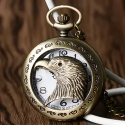 Новое поступление 2017 года Винтаж Бронза Полые Орел Дизайн карман Часы Ретро Hawk тема кулон Цепочки и ожерелья часы Reloj De Bolsillo