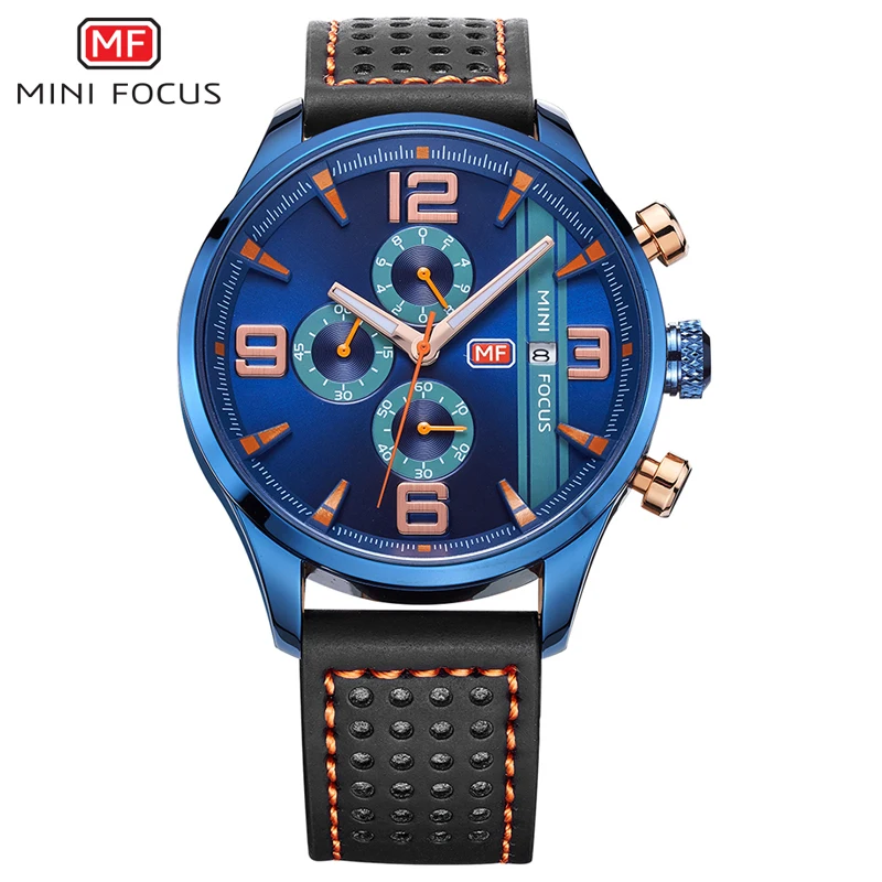 

MINI FOCUS Mens Watches Top Brand Luxury Sport Quartz-Watch Leather Strap Clock Men Waterproof Wristwatch relogio masculino