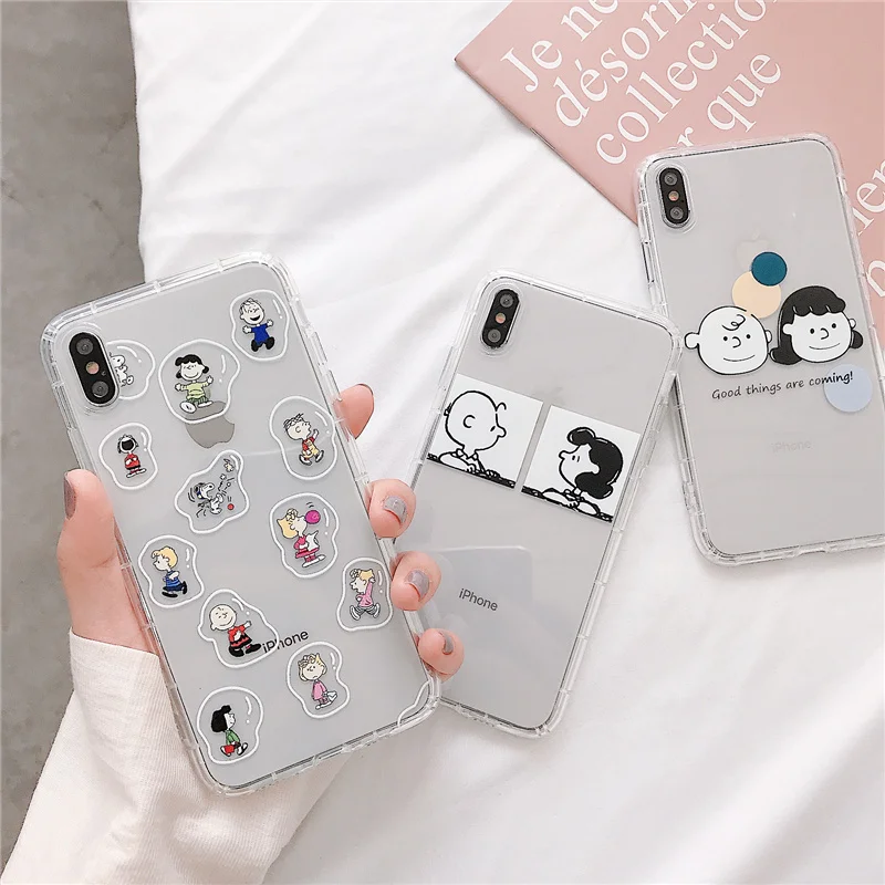 

Cartoon character Peanuts Charlie Brown Lucy 6s 6 case for iphone8 8plus phone cover for iphone 8 7 plus x xr xs max 6 Anti-fall