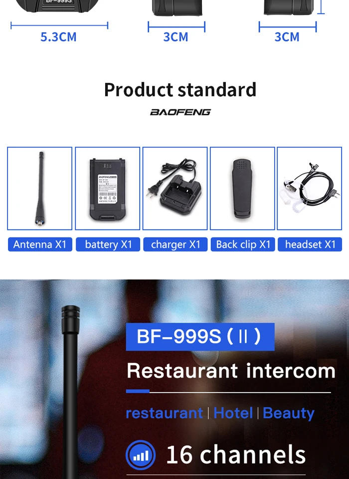 2 шт./лот BAOFENG 999S plus Walkie talkie UHF двухстороннее радио baofeng 888s UHF 400-470 МГц 16CH портативный приемопередатчик с наушником