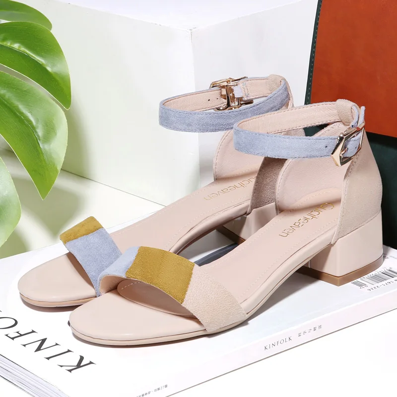 Guciheaven Women Sandals Fashion Women Shoes Square Heel Peep Toe Sandals