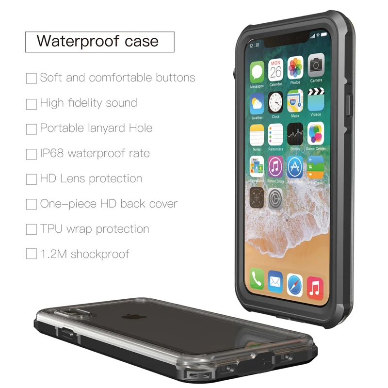 Водонепроницаемый чехол HOTR IP68 ДЛЯ Iphone X водонепроницаемый для плавания и