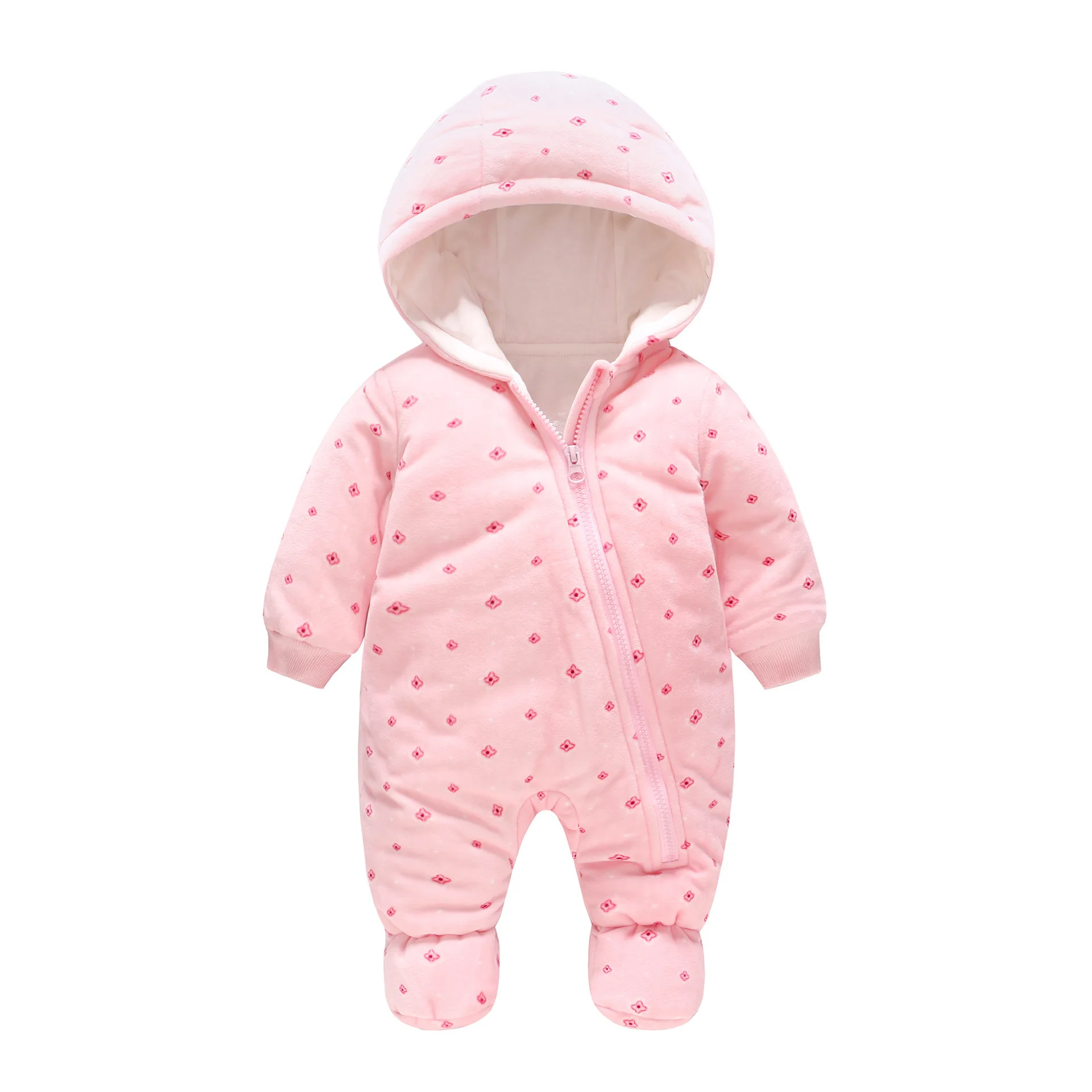 

Pudcoco Baby Girl Christmas Clothes New Born Baby Clothes Thick and Warm Flowers Go Out with Cap Creeping Clothes