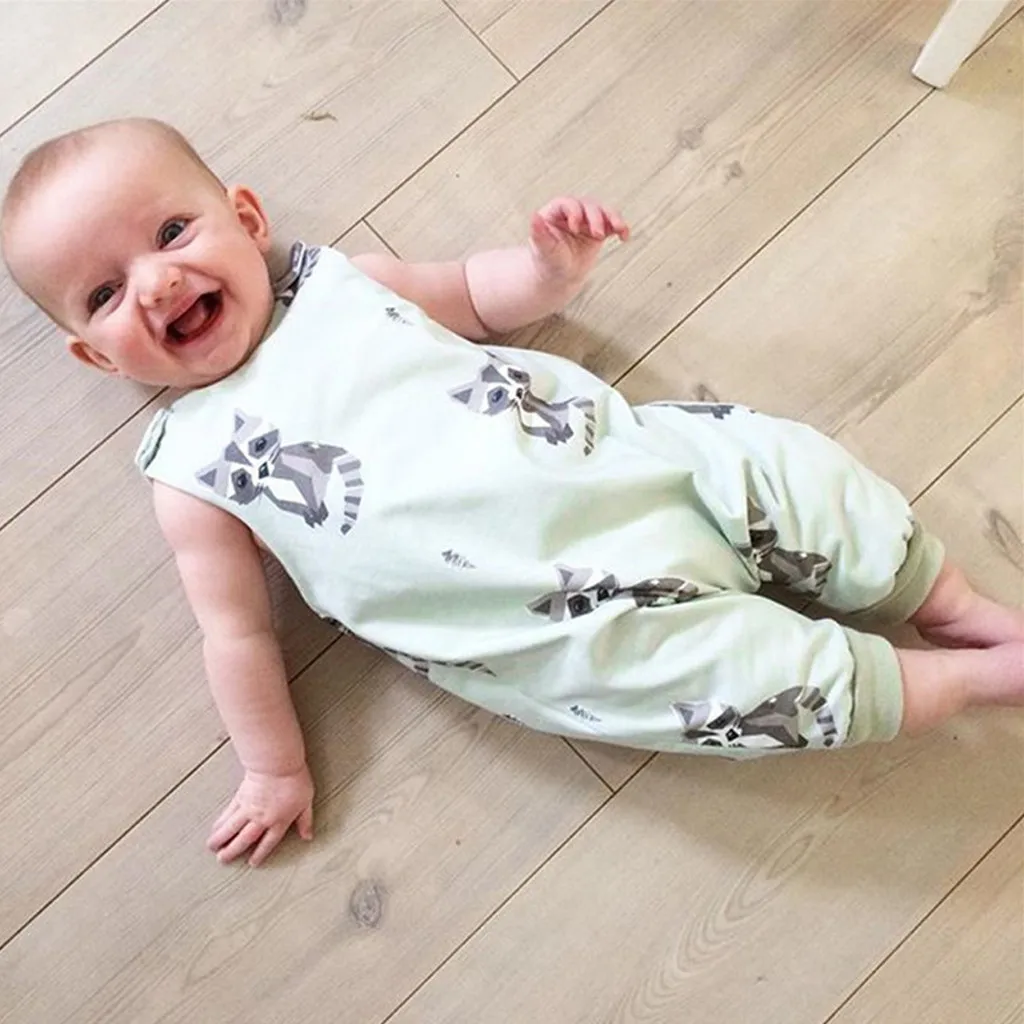 

2019 Infant Toddlers Baby Clothes Boy Sleeveless Rompers Animals Printed Romper Outfits Clothing Baby Giri Romper Short Sleeve