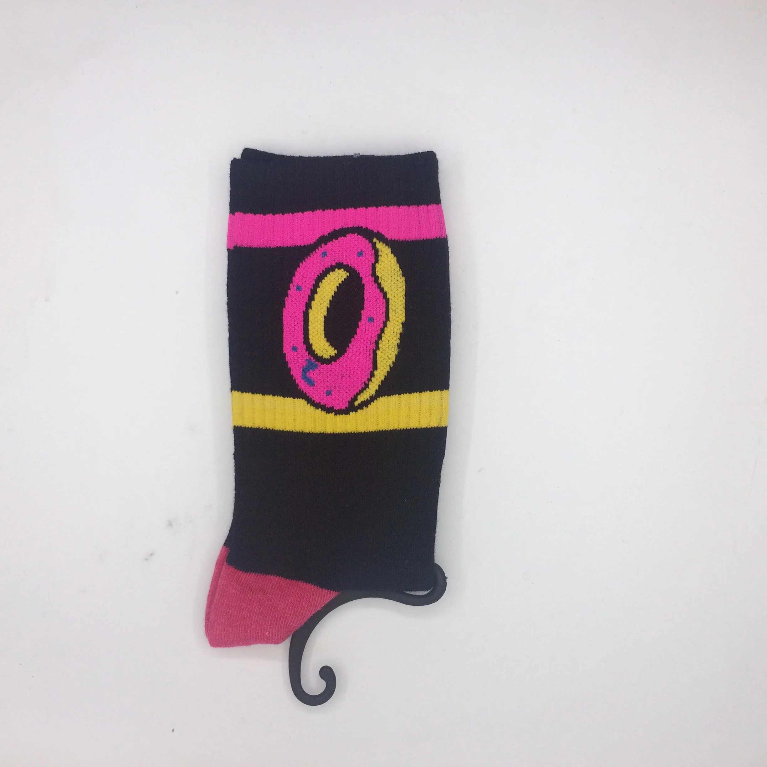 WJFXSOX, шерстяные длинные хлопковые носки унисекс с пончиками, модные хлопковые носки в стиле хип-хоп для скейтборда, повседневные носки для мужчин и женщин, meias - Цвет: Черный
