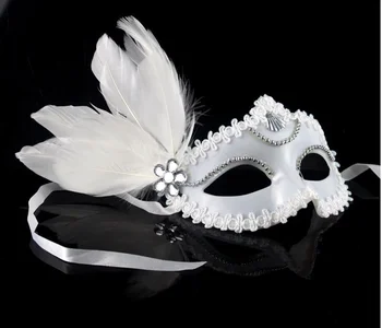 

10pcs/lot Venetian Costume Ball Princess Half-face Party Masks 10pcs/lot Halloween Black White Feather Mask