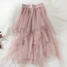 Новая юбка-пачка из тюля с асимметричным подолом, Женская юбка весна-лето 9Sk005