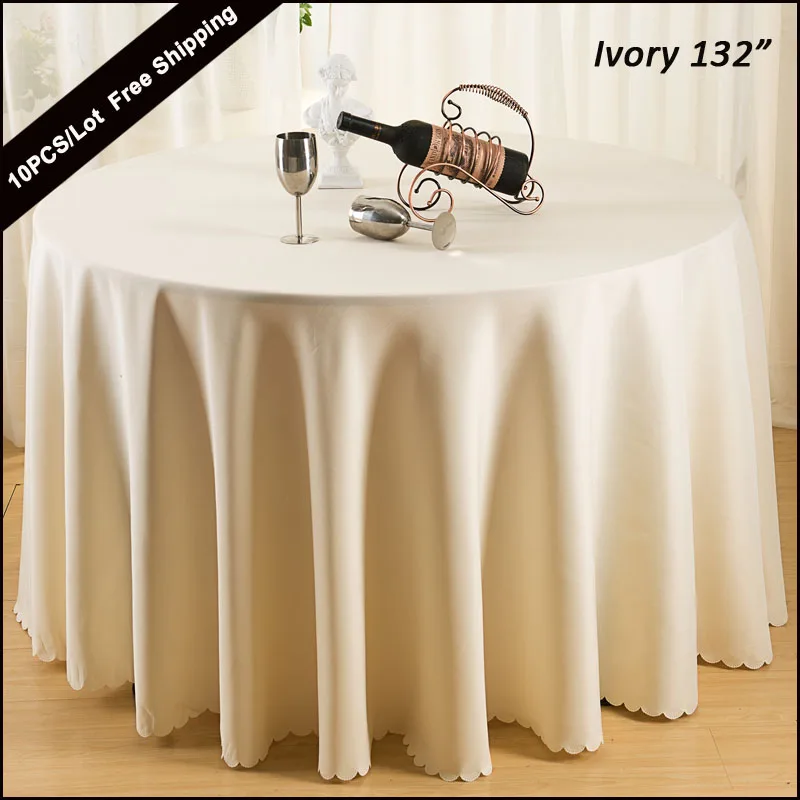 

100% Polyester Tablecloth 132" Plain White Restaurant Table Linen for Wedding Anniversary Celebration Decor