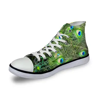 

WHEREISART Men's Women's High Top Canvas Flat Casual Fashion Sneaker Running Shoes Lace up Green