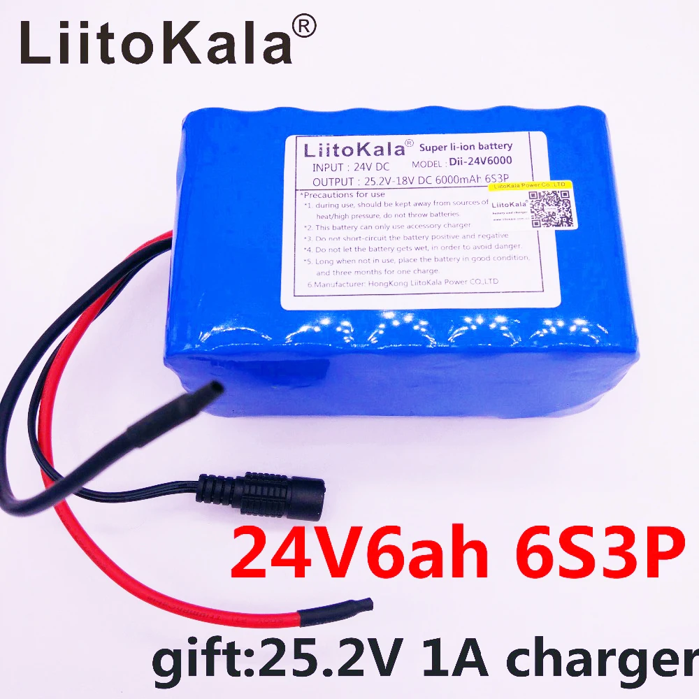 

HK LiitoKala 6S3P 24V 6Ah Battery Pack 25.2V 18650 Battery 6000mAh Rechargeable Battery For GPS Navigator/Golf Car/Electric Bike