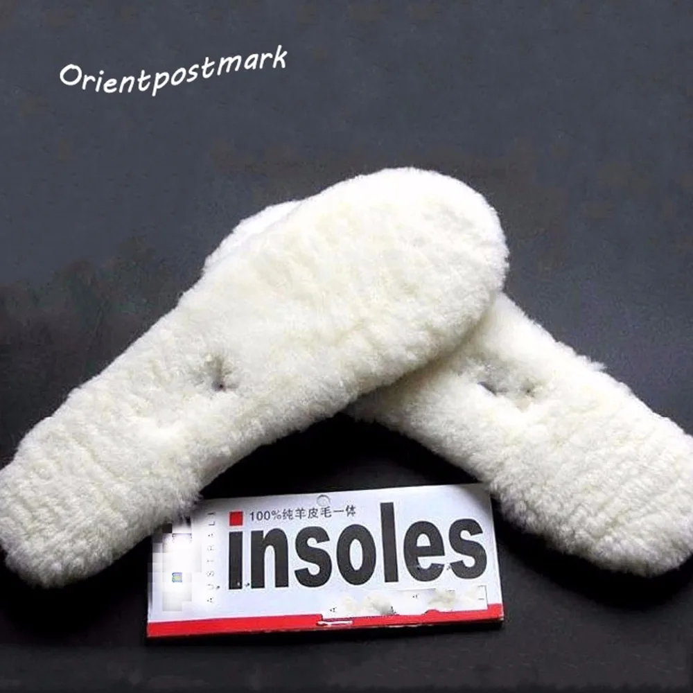 Natural Sheepskin font b Insoles b font Cashmere Thermal Shearling Snow Boots Shoe Pad Real Fur