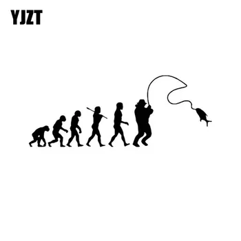 

YJZT 16cm*5.9cm FISHING Evolution Fashion Vinyl High-quality Decor Decals Car Sticker Black Silver C11-0187