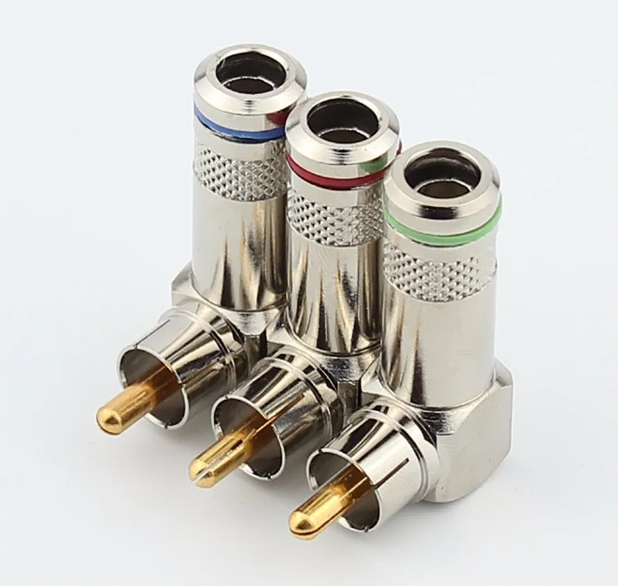 

3pcs/lot High Quality L Type Right Angle RCA Connector Plug Welding-Free RCA AV 90 Plug RCA