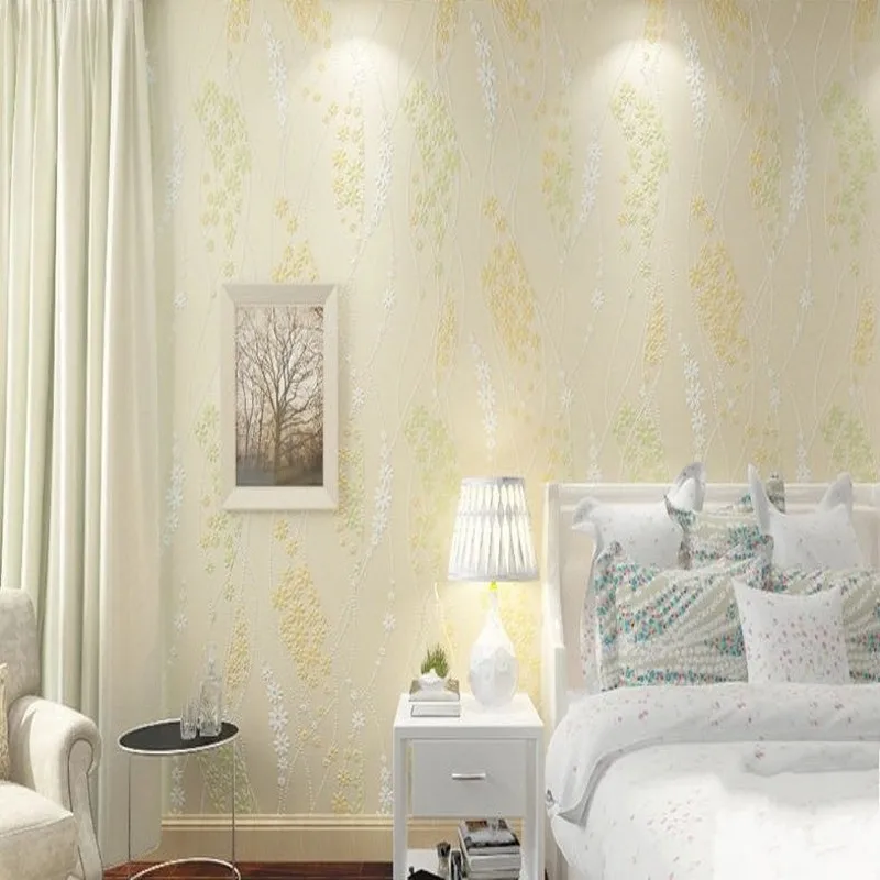 

Free Shipping Korean Pastoral Style Small Floral Wedding room Wallpaper 3D Stereo Nonwovens Living Room TV backdrop Wallpaper