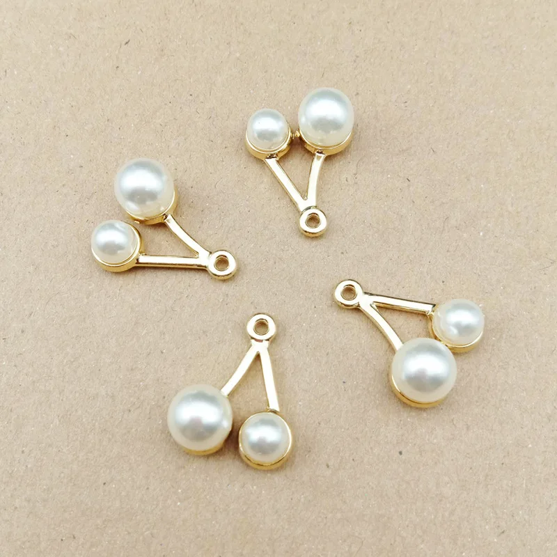 

10pcs 16x20mm pearl cherry charm for jewelry making earring pendant gold charm fashion charm fruit charm