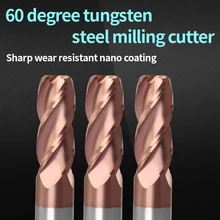 

1PCS Fresa Cutting HRC60 4 Flute CNC Machine Tools End Mill Rounded nose knife Milling Cutters Alloy Carbide Metal Milling Tools