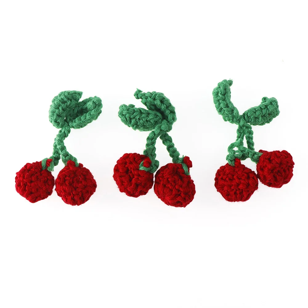 5pc 2CM Knitted Cherry Craft Supplies Women DIY Earrings Jewelry Decor Accessories Girl Hairpin Crafts Materials