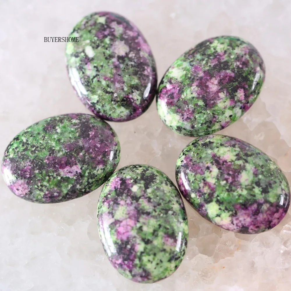 

For Jewelry Making Necklace Pendant Bracelet Earrings 22x30MM Oval Natural Stone Bead Green Red Zoisite CAB Cabochon 1Pcs K501