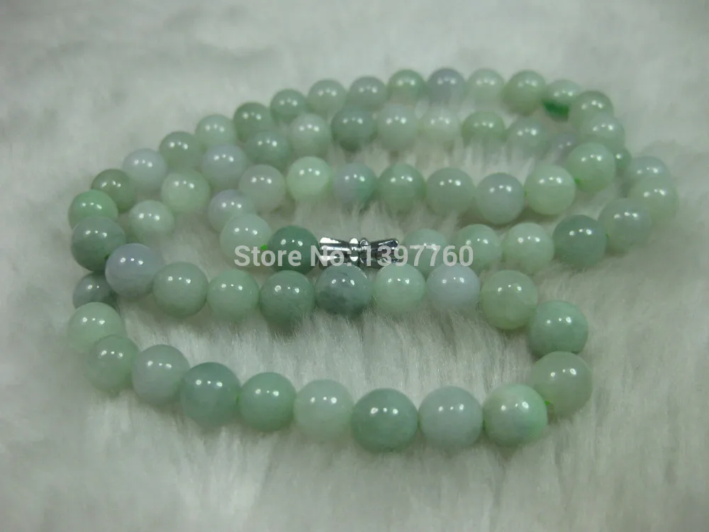 

Miss charm Jew.56 NATURE GRADE "A" GREEN 7-8MM JADE BEADS JADEITE NECKLACE