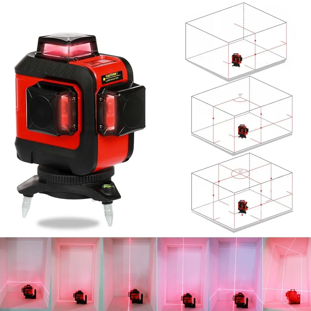KKMOON DIY 12 линий 3D лазерный уровень 360 красный самонивелирующийся горизонтальный и вертикальный крест с лазерными защитными очками