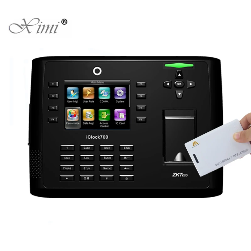 

ZK iClock700 Biometric Fingerprint And RFID Card Time Attendance And Access Control With Webserver Camera And Backup Battery