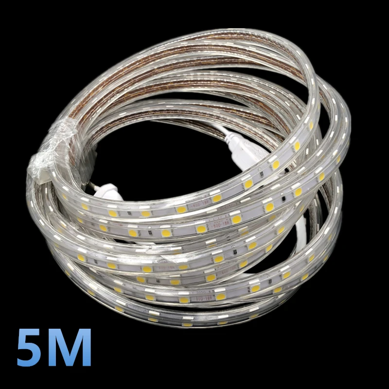 Светодиодная лента гибкая водонепроницаемая SMD 5050 60 светодиодов на метр 220 В