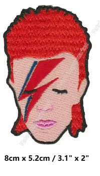 

3.1" David Bowie Face Red Hair Iron On Patches ROCK PUNK DIY Embroidered badge rockabilly music band pop electronic experimental