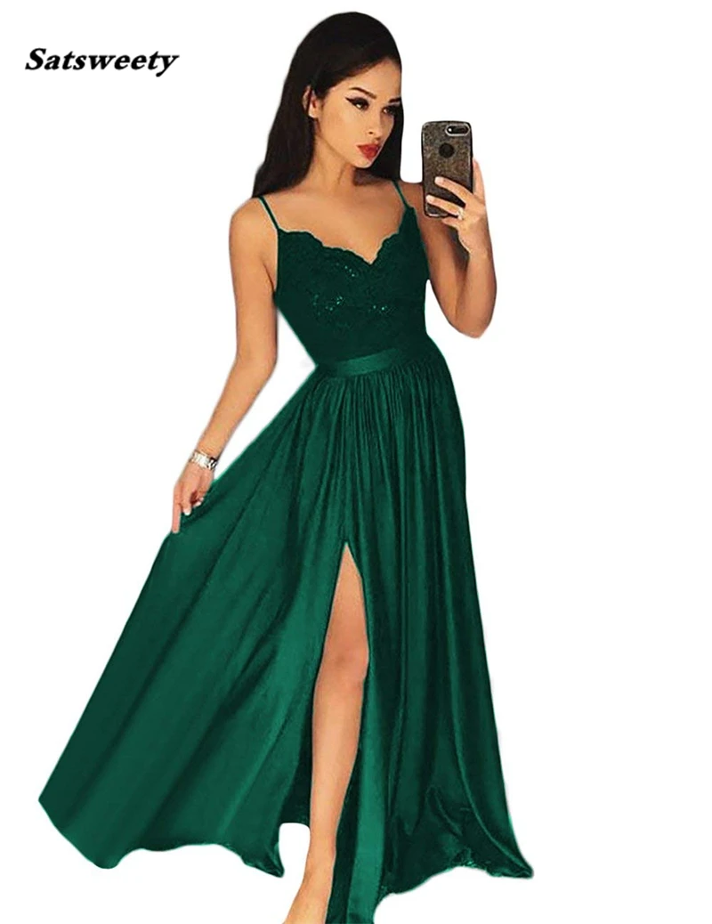 Evening-Dresses-Long-Spaghetti-Strap-Lace-Satin-Elegant-Formal-Party-Gowns-Sexy-Side-Split-Evening-Gowns (2)