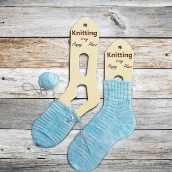 

2pcs Wooden Wood Knitting Is My Happy Place Socks Forms Blockers Stretchers Sock Shapes Hand Knit Socks