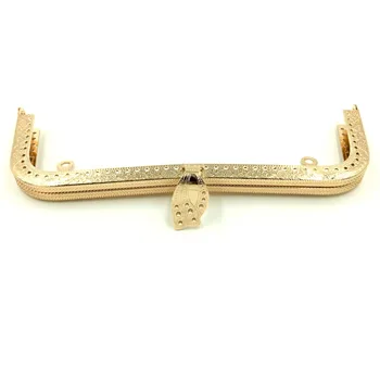 

Kiss Clasps Lock Handles Rose Flower Gold Color Metal Rectangle Frame Crafts Findings 20x7.5cm 10Pcs